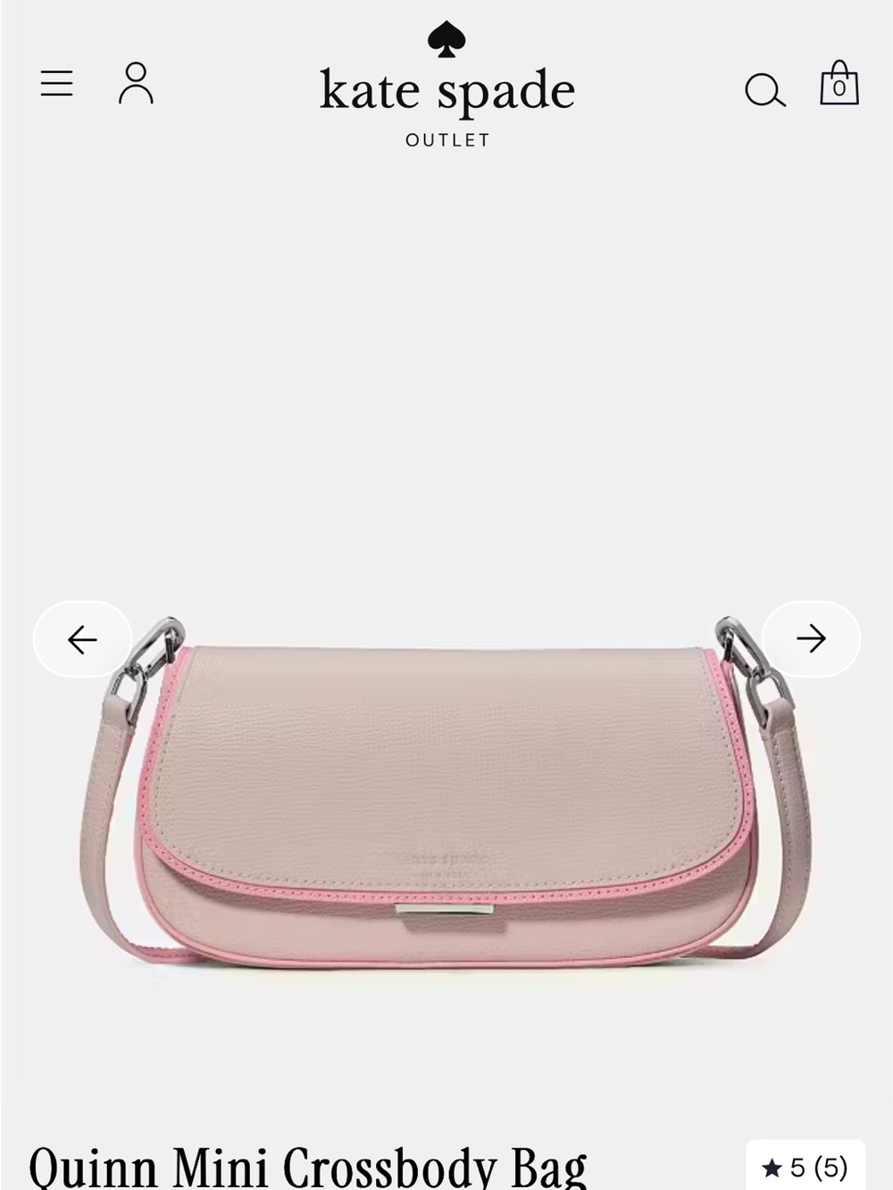 kate spade Small Quinn Mini Crossbody Bag in Pale Pink with Pink Trim